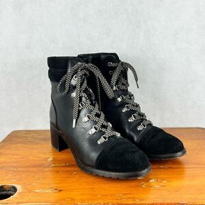 Sam Elderman Black Suede Toe Heeled Boots